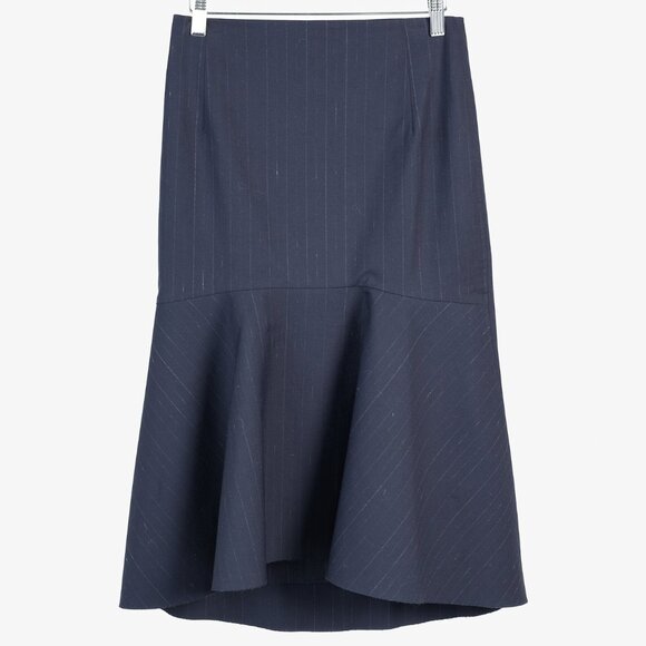 Balenciaga 2019 Navy Chalk Pinstripe Wool Trumpet Skirt - Picture 1 of 10